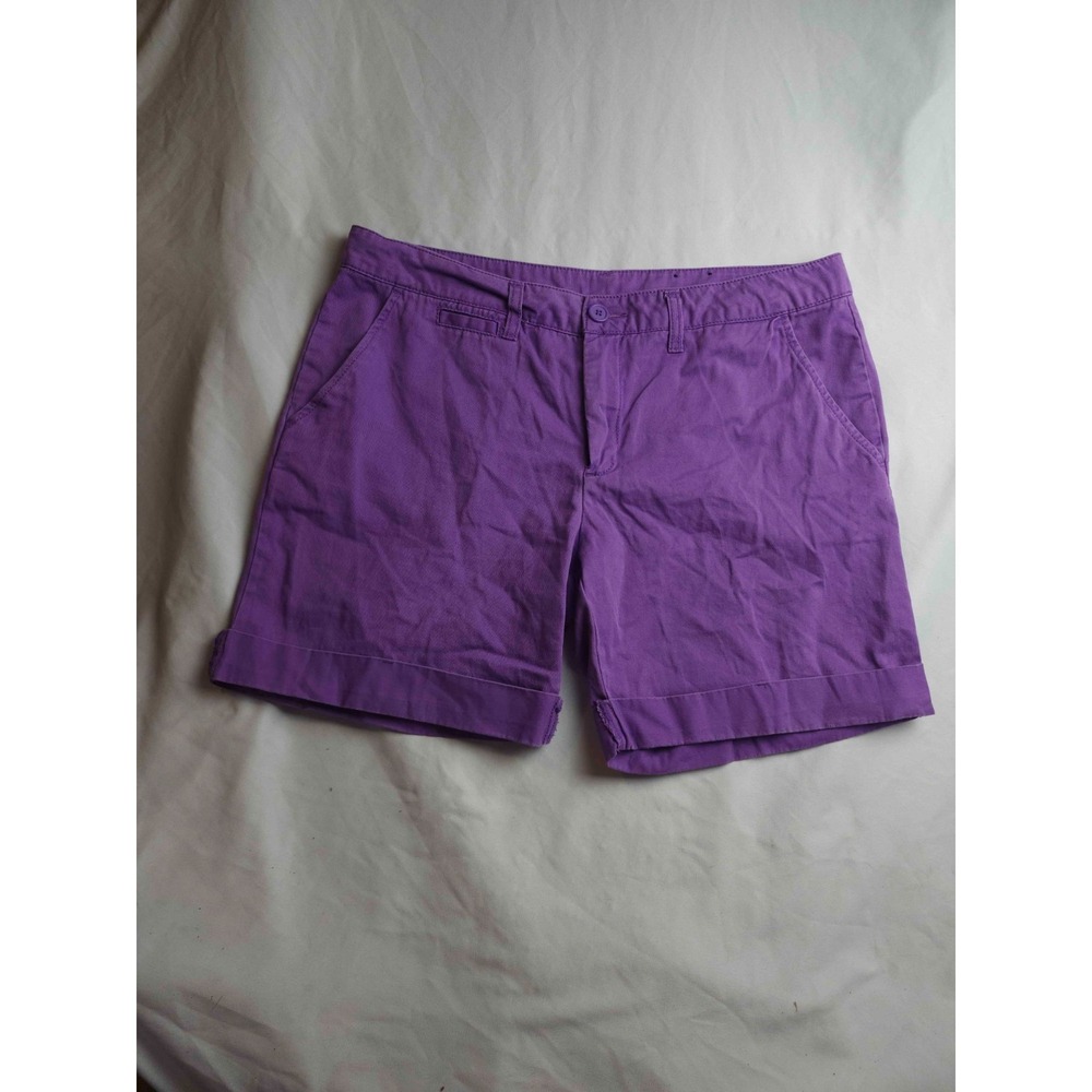 Faded Glory Shorts Womens Size 12 Purple Regal Lilac Cotton Cuffed Casual Chino